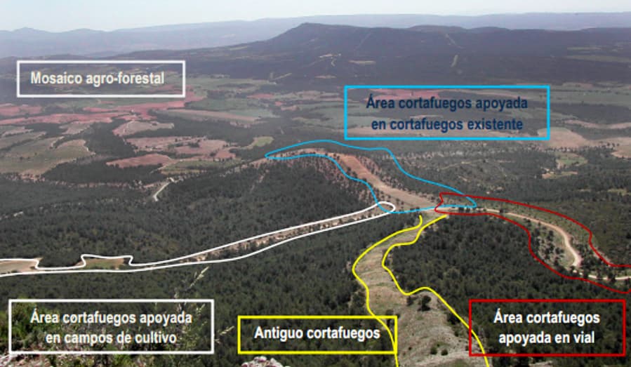 Figura 4. Tipos de actuaciones públicas y privadas que pueden tener lugar en una zona rural mediterránea. Fuente: Generalitat Valenciana (2012). Instrucciones para el diseño de áreas cortafuegos. Valencia.